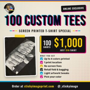 100 Custom Screen Printed Tees for $1,000