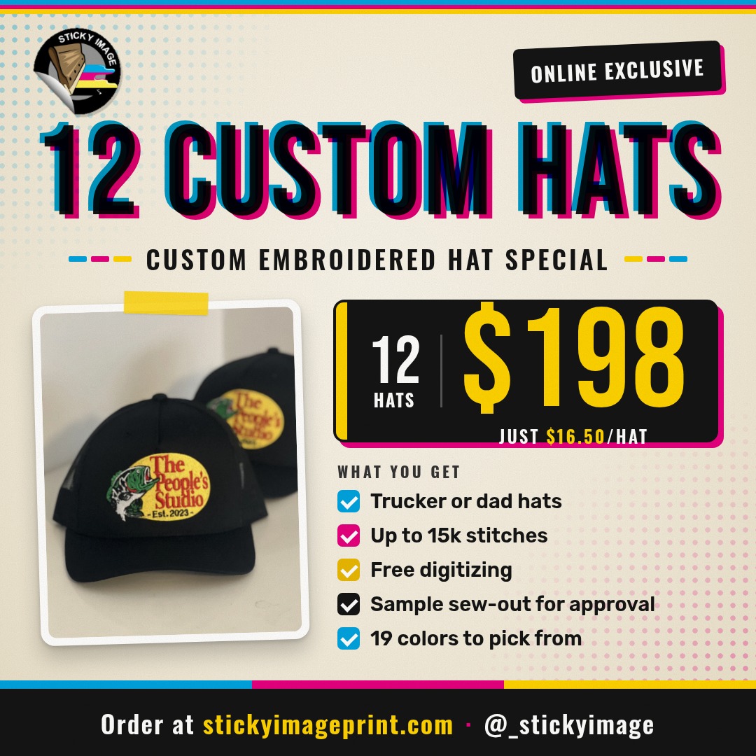 Custom Embroidered Hats – 12-Pack